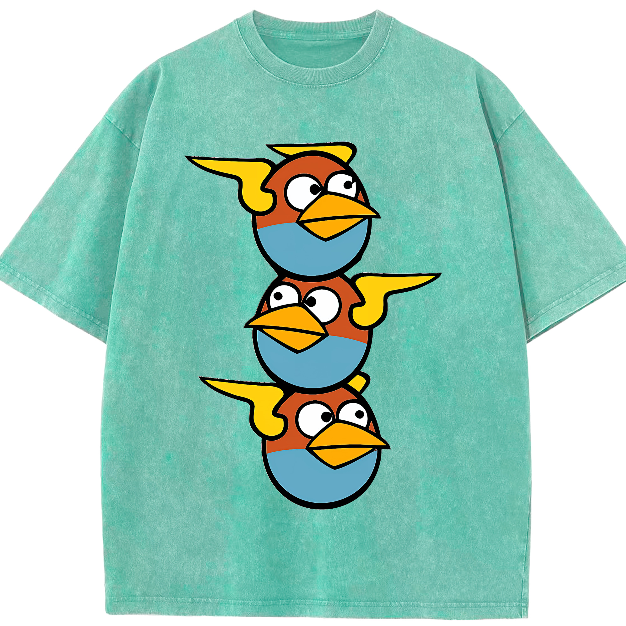 （画像用） Angry Birds アングリーバード 綿100% ヴィンテージ風 半袖Tシャツ（フロントプリント）